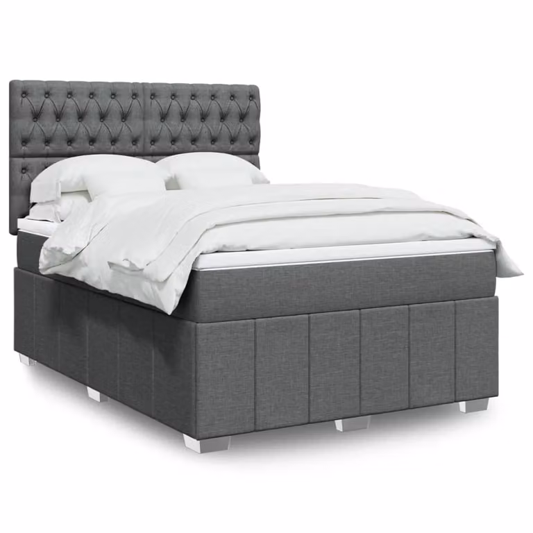 vidaXL Letto Ibrido con Giroletto a Molle e Materasso a Tasche Grigio e Bianco L/P: 140 x 190 cm