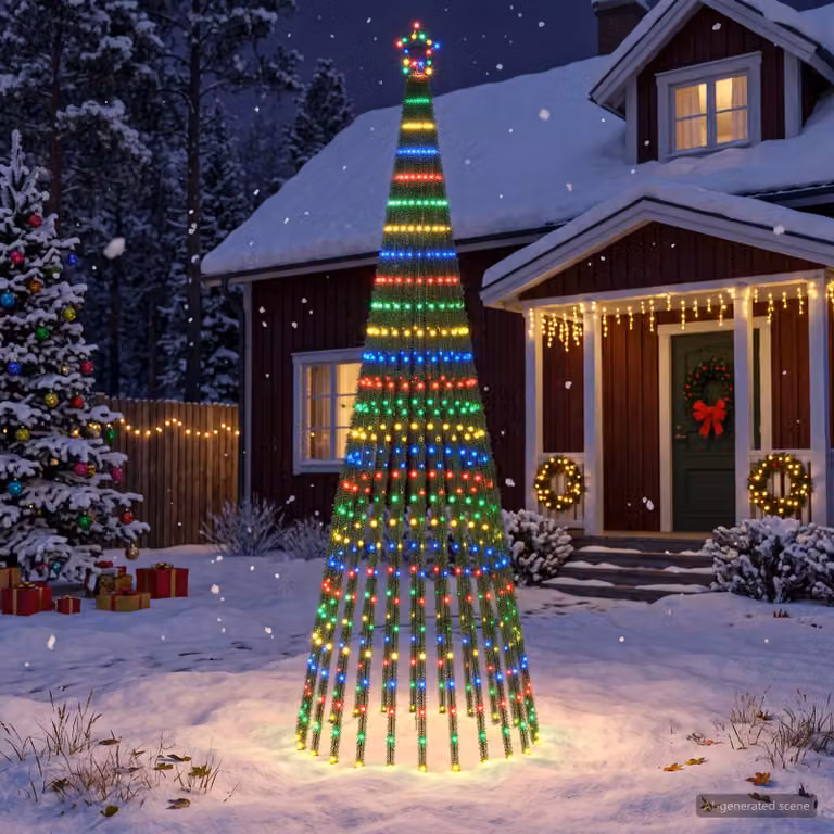 vidaXL Albero di Natale LED 300 cm 668 LED Multicolore Acciaio Nero