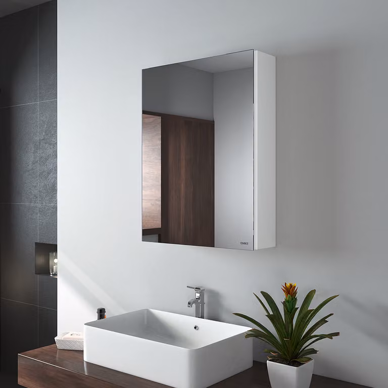 EMKE, mobiletti da bagno con specchio, 50 x 65 cm, colore bianco. Mobiletto con specchio su entrambi i lati