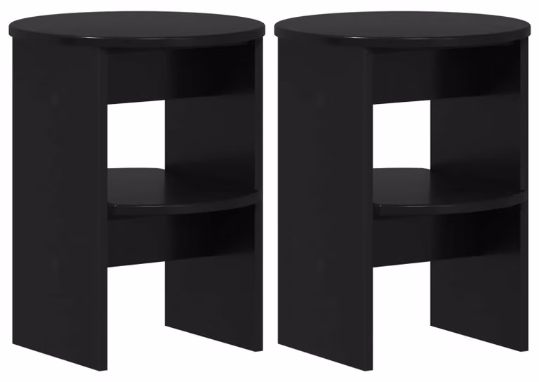 Mobile laterale 2 pcs Nero Ø40 x 50 cm Legno ingegnerizzato