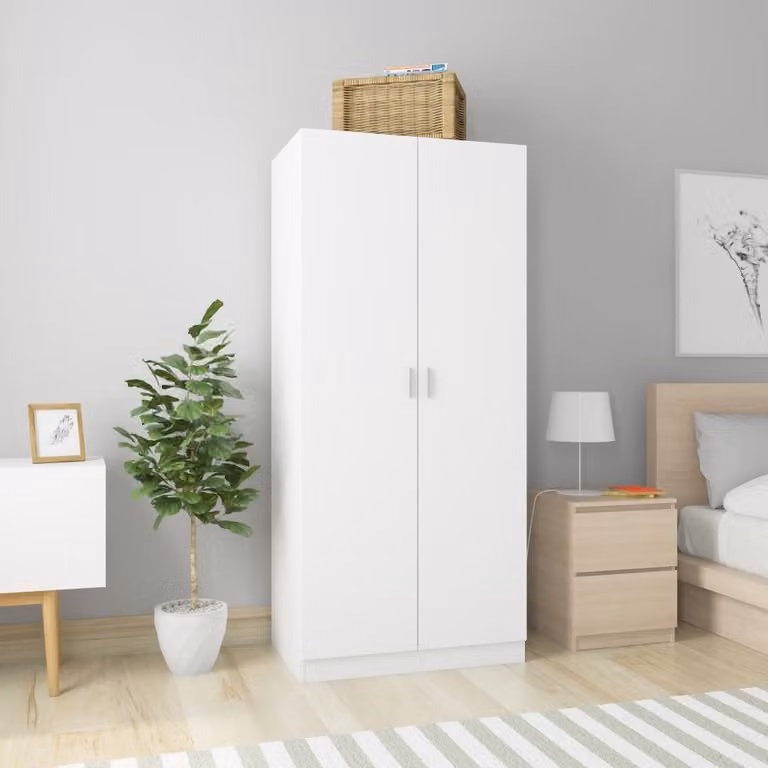 The Living Store Armadio Bianco 80x52x180 cm Materiale a base di legno