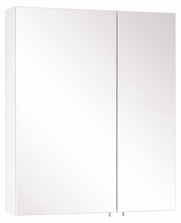 Specchio da bagno senza illuminazione, bianco lucido, 60 cm