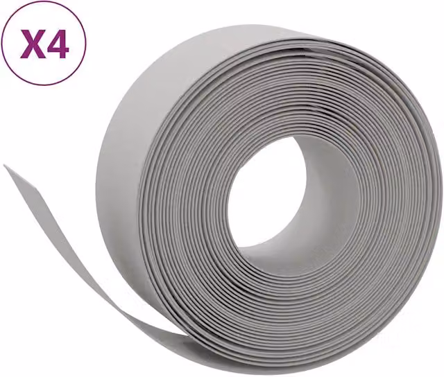 Set di 4 Bordature da Giardino Decorative in Polietilene Grigie DESIGN IN, Lunghezza Totale: 10 m, Altezza: 20 cm, CFW6894738