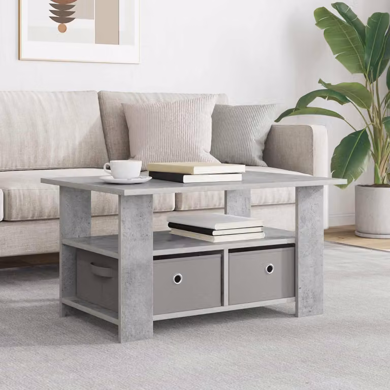 vidaXL Tavolino da salotto moderno rettangolare in composizione grigio, L: 77 cm, P: 55 cm, H: 42 cm