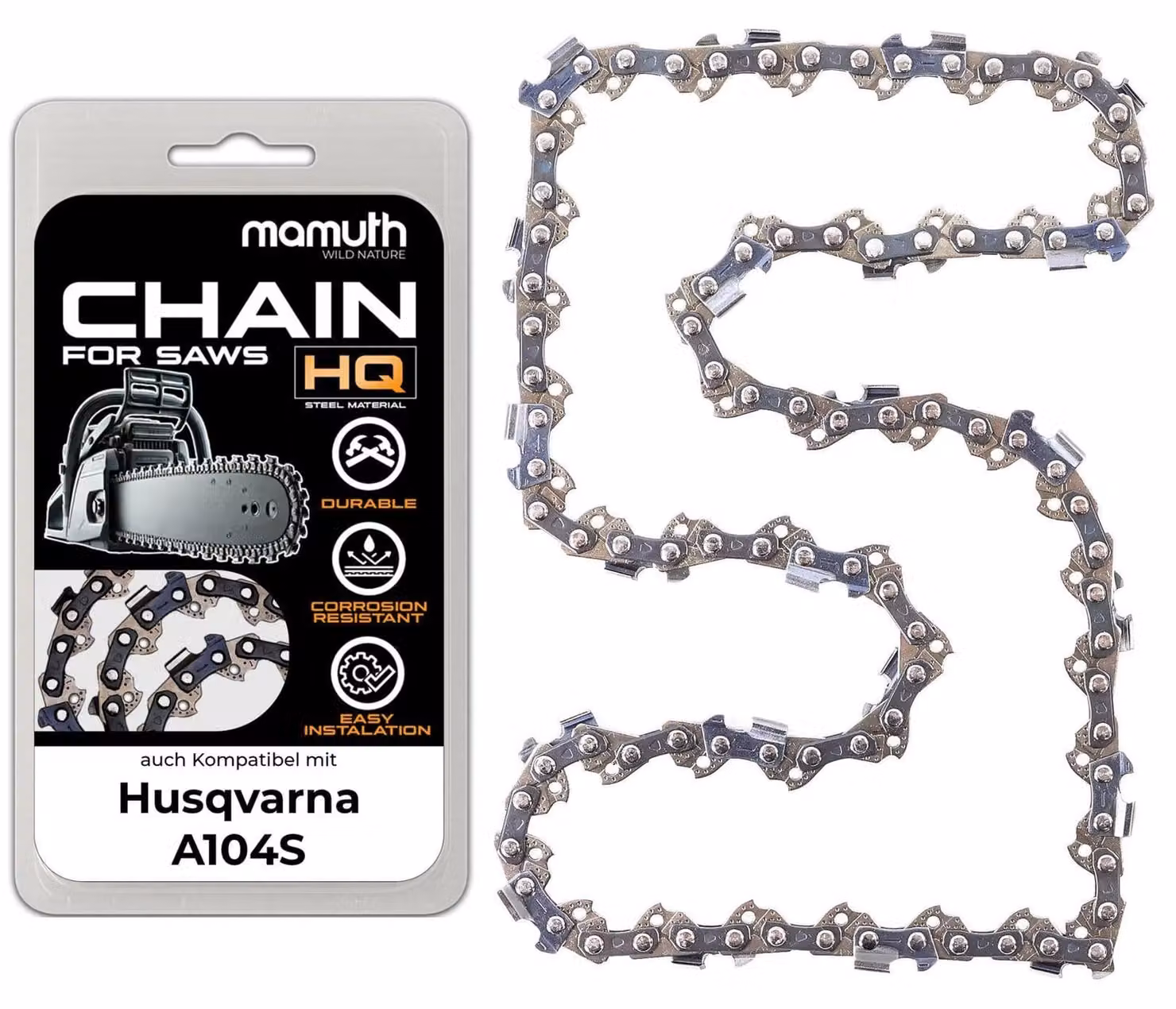 Catena per motosega, 40 cm, 1,1 mm, 3,8 pollici, 57TG, compatibile con Husqvarna A104S