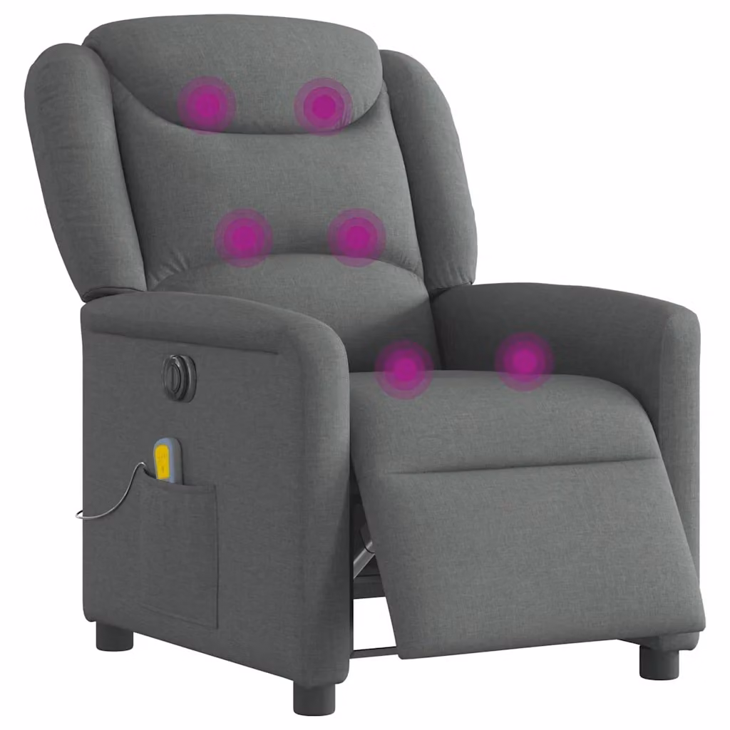 Poltrona Reclinabile Elettrica con Massaggio vidaXL in Tessuto Grigio – 2