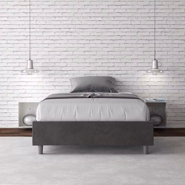 Letto imbottito con contenitore Ityhome Azelia in microfibra grigio L: 130 cm, P: 210 cm, H: 39 cm