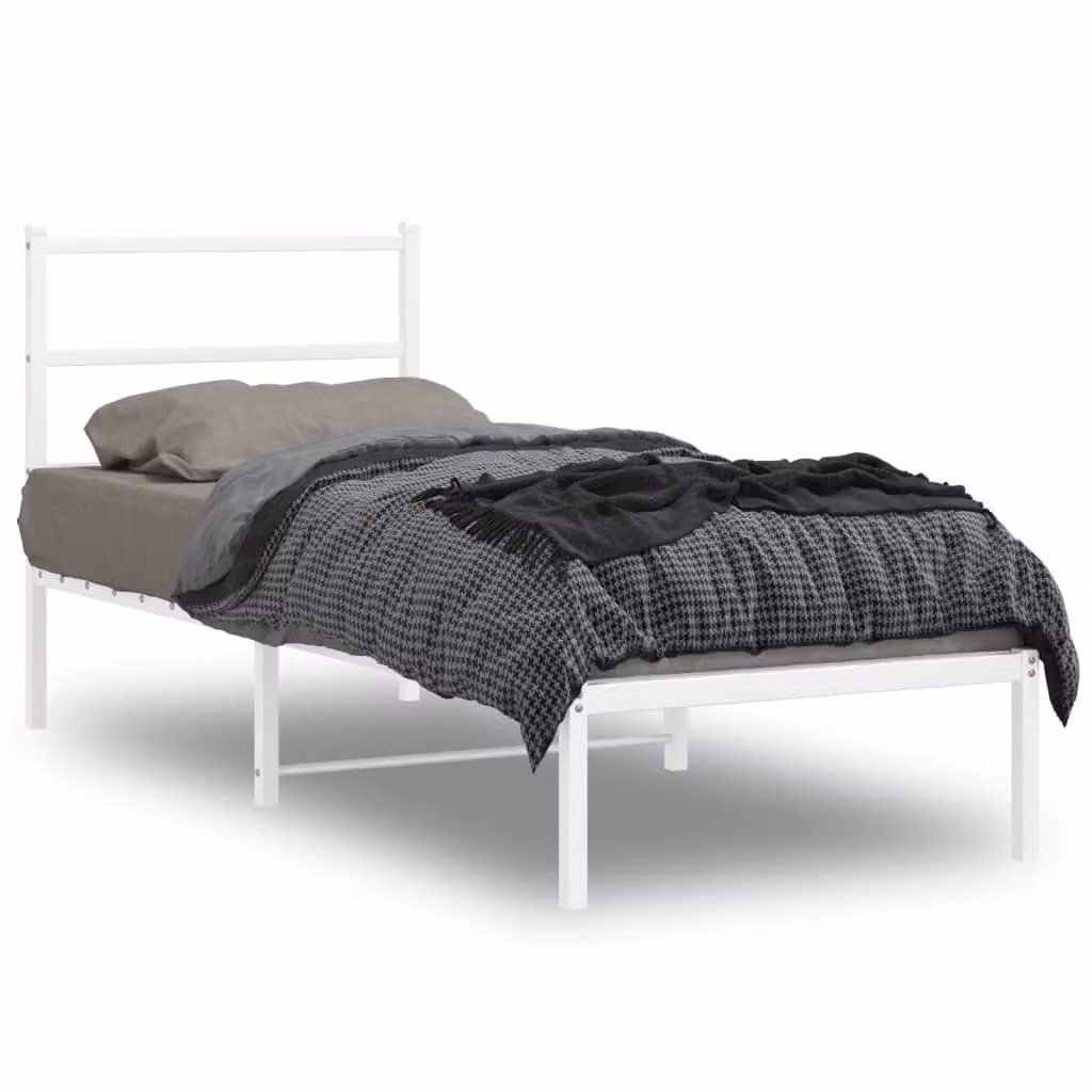 vidaXL Giroletto in metallo con testiera bianco L: 75 cm, P: 190 cm