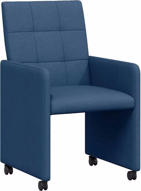 Sedie da Pranzo con Ruote 2 pz | Sedie da cucina Blu 58 x 65 x 94 cm Tessuto