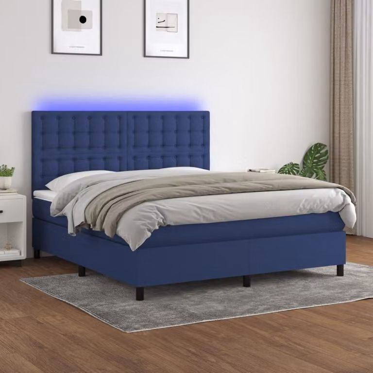 Maison Exclusive - Letto a Molle con Materasso e LED Blu 180x200 cm in Tessuto