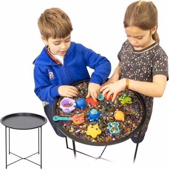 Tavolo da gioco sensoriale con sabbia e acqua multicolore in plastica, L/P/H: 90 x 90 x 36 cm