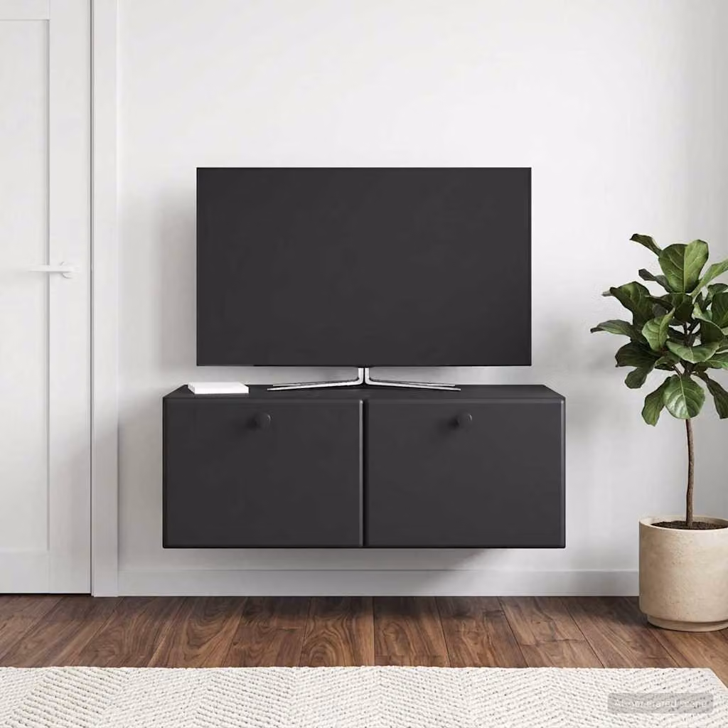 vidaXL Mobile Porta TV da Muro Moderno Nero con Compartimenti Media L: 78,5 cm, P: 41 cm, H: 30 cm