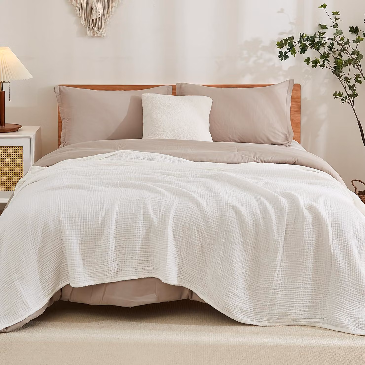 Coperta matrimoniale in cotone, leggera, 274x228 cm, traspirante, adatta a tutte le stagioni