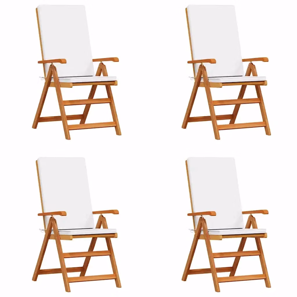 Set di 4 sedie da giardino vidaXL in legno di teak con cuscini marrone e bianco L: 57 cm, P: 71.5 cm, H: 104 cm – 2