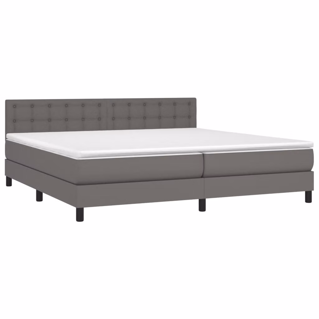 Giroletto a Molle con Materasso Grgio 200x200 cm in Pelle finta