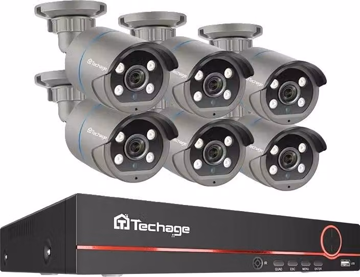 Sistema di sicurezza CCTV, risoluzione 4MP, audio bidirezionale, NVR 8CH 6 telecamere, nessuna, spina UE