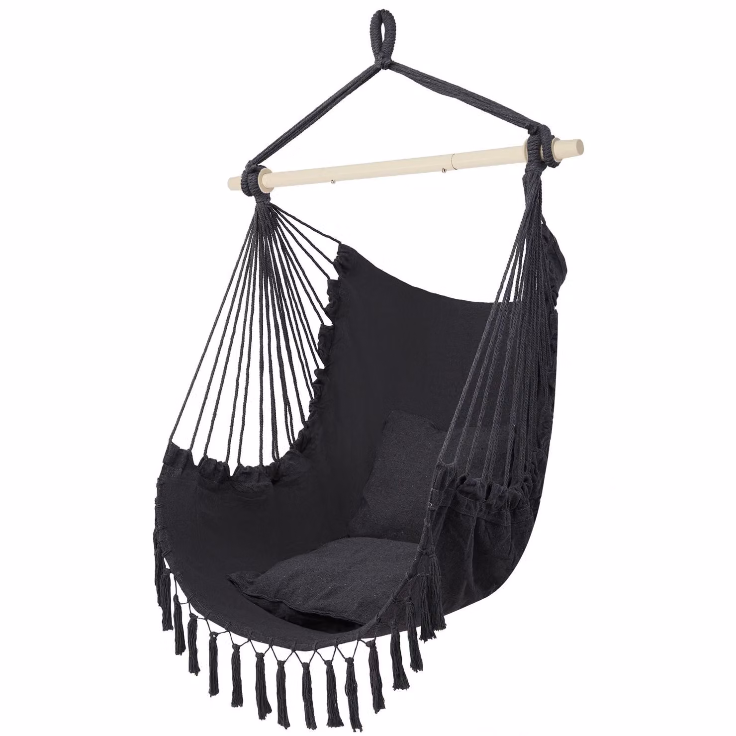 Sedia a dondolo sospesa ALIGHTUP con 2 cuscini, amaca XXL per interni ed esterni, ideale per il giardino, colore grigio