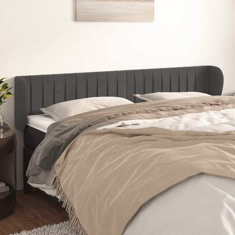 Testiera ad orecchio vidaXL in velluto grigio scuro L: 203 cm, P: 23 cm, H: 78-88 cm