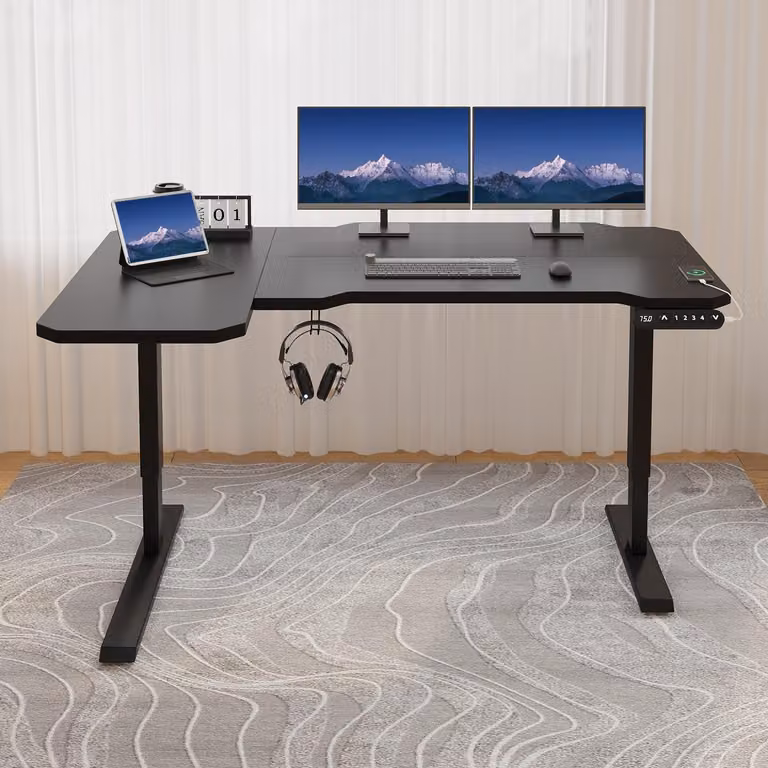 Hilodesk 150cm L-Form Scrivania Elettrica, Scrivania a Forma L 150 Cm Regolabile in Altezza, Scrivania Seduta E Stante per Ufficio Casa, Nero