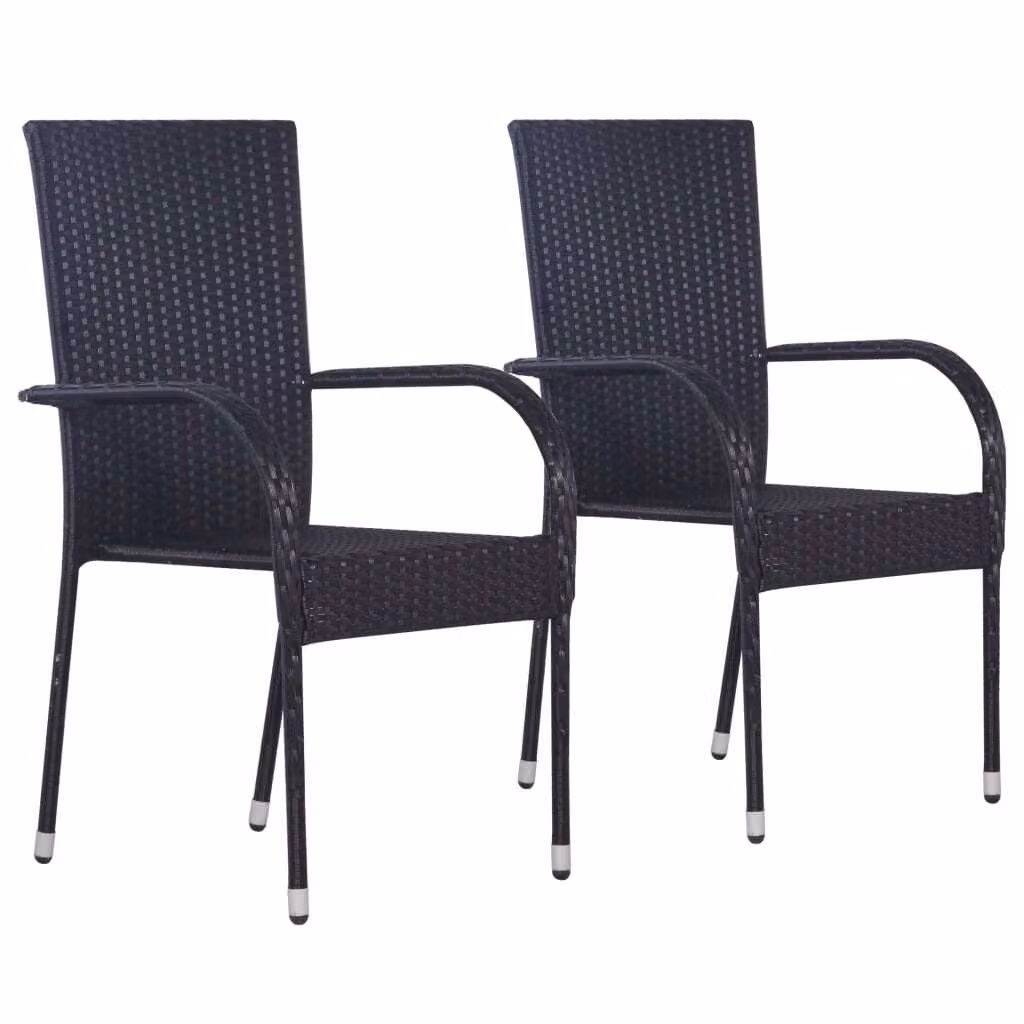 vidaXL set da pranzo da giardino a 3 pezzi in polirattan nero