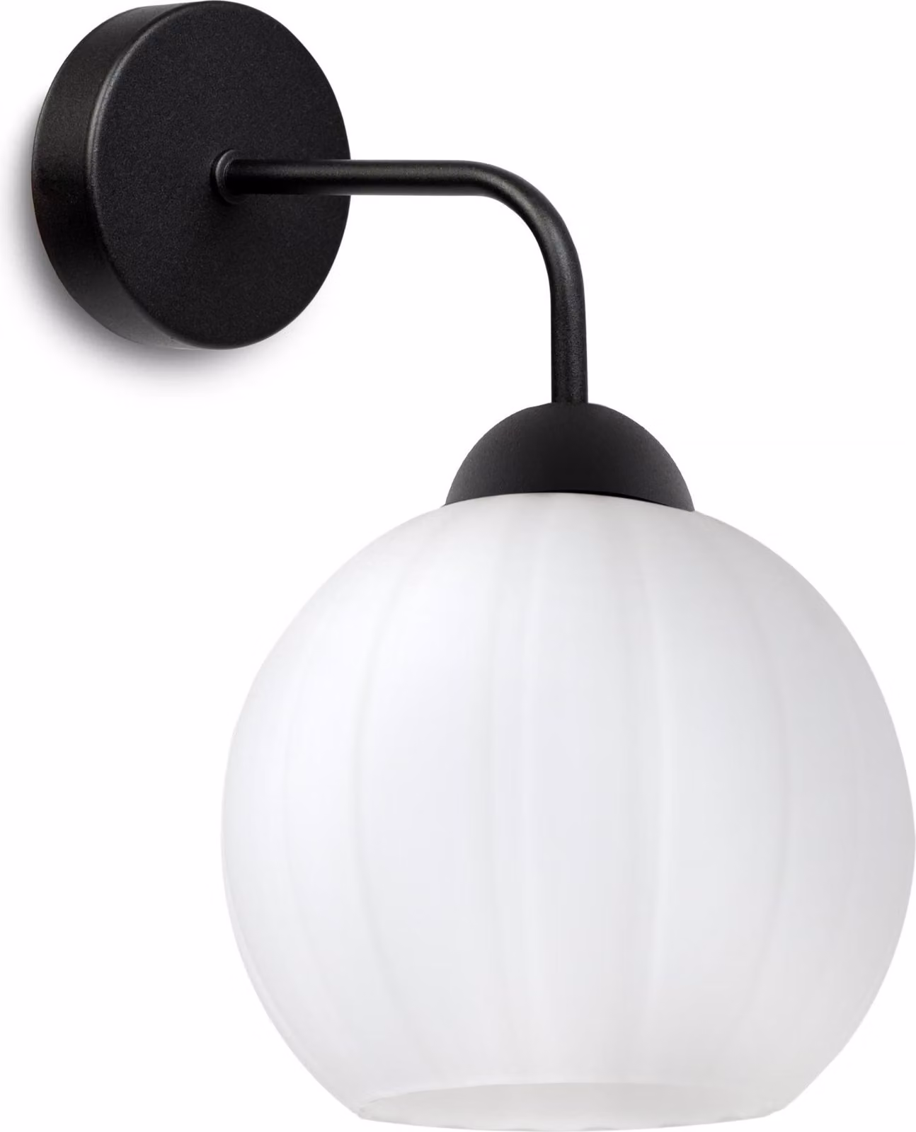 Lampada da parete Costa nera a 1 luce con sfera bianca E27 – lampada da parete moderna per un'illuminazione elegante
