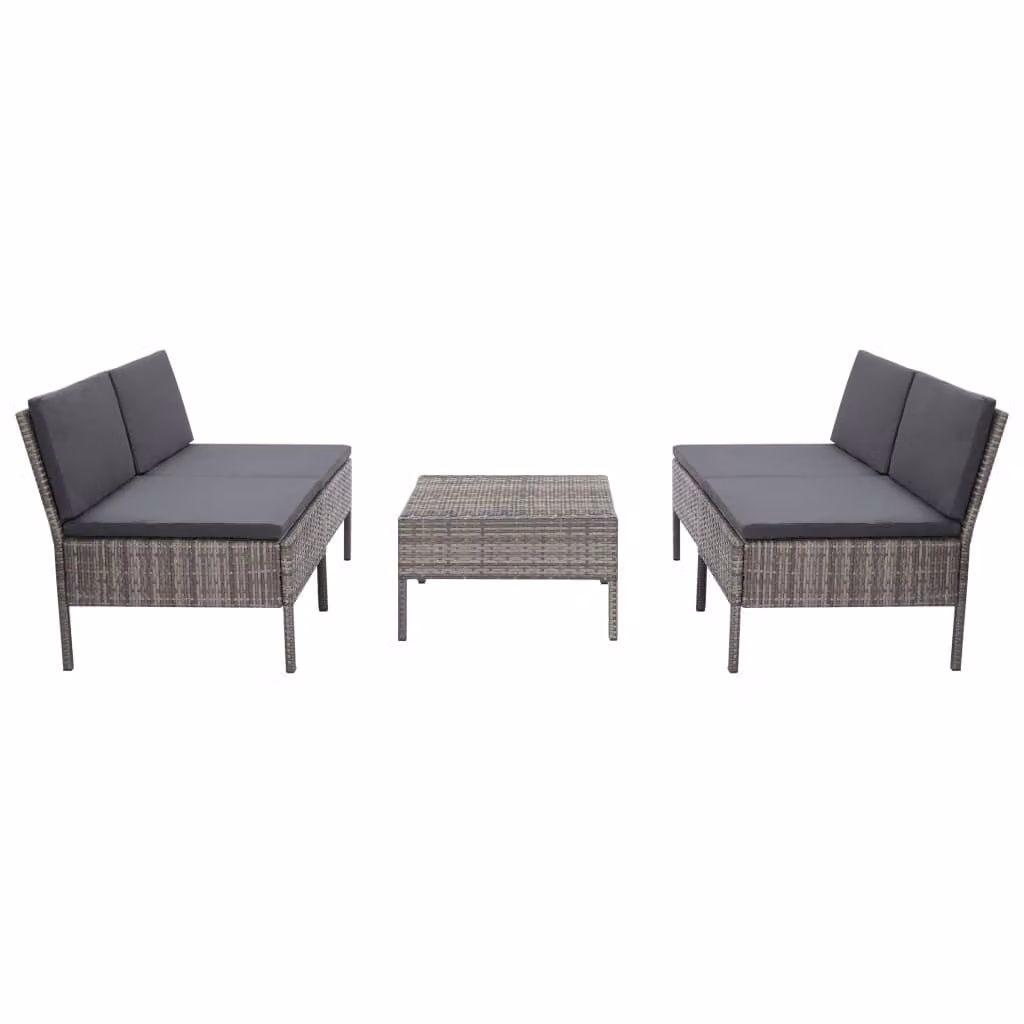 vidaXL Set di divani da giardino 5 pezzi con cuscini in poly rattan grigio