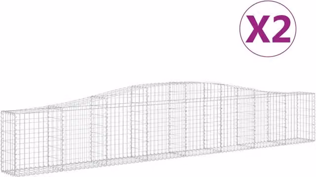 Cesti Gabbioni ad Arco 2 pz 400x30x60/80 cm Ferro Zincato