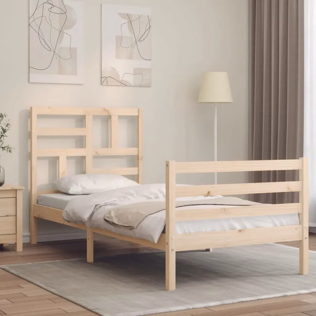 Letto singolo per adulti DESIGN IN in legno massello di pino bianco con testiera e doghe fisse L/P/H: 205.5 x 100 x 104 cm – 2