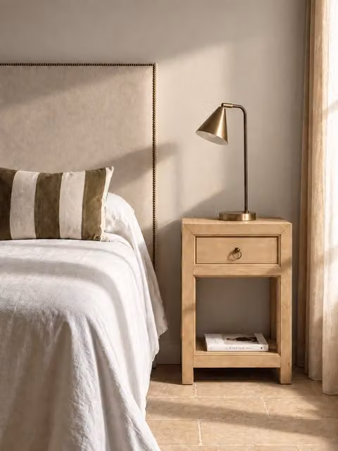 Rustic Comodino in legno naturale 1 cassetto 40 - Kenay Home