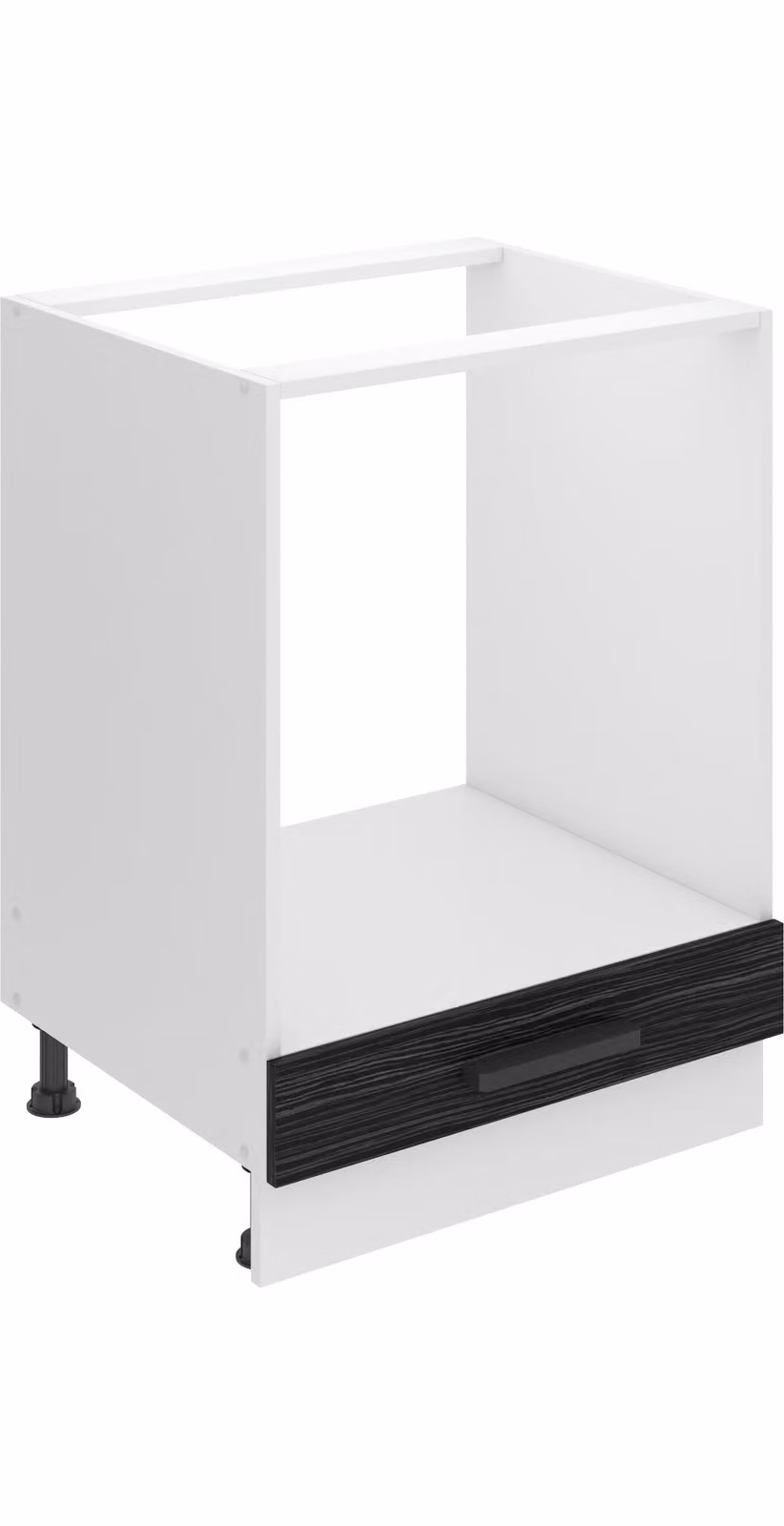 Base da cucina Belini, base da cucina larga 60 cm. Base per cucina SDP senza piano di lavoro. Mobile da cucina senza anta, con cassetti, ebano reale
