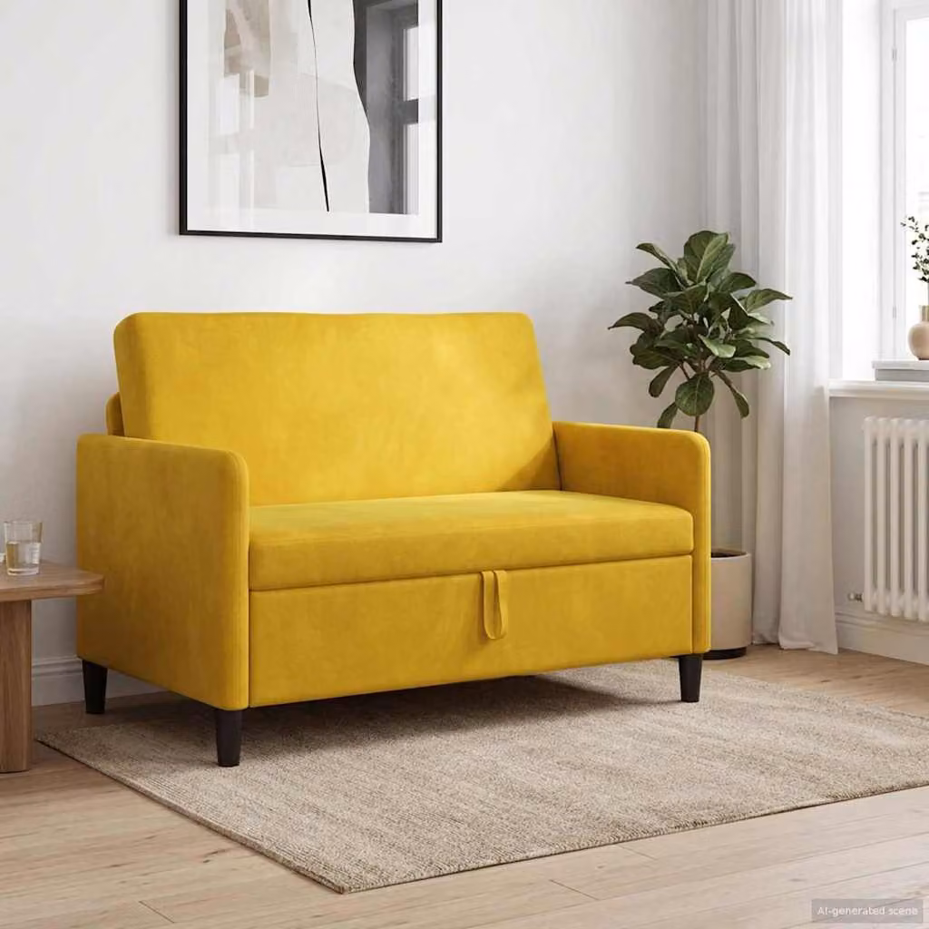 Divano moderno vidaXL con contenitore apribile giallo L: 122 cm, P: 78 cm, H: 87 cm
