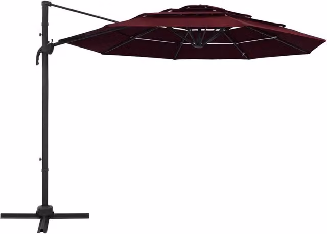 Ombrellone a Sbalzo vidaXL Rosso con Palo in Alluminio e Copertura in Poliestere L 300 x P 300 cm, H 247 cm
