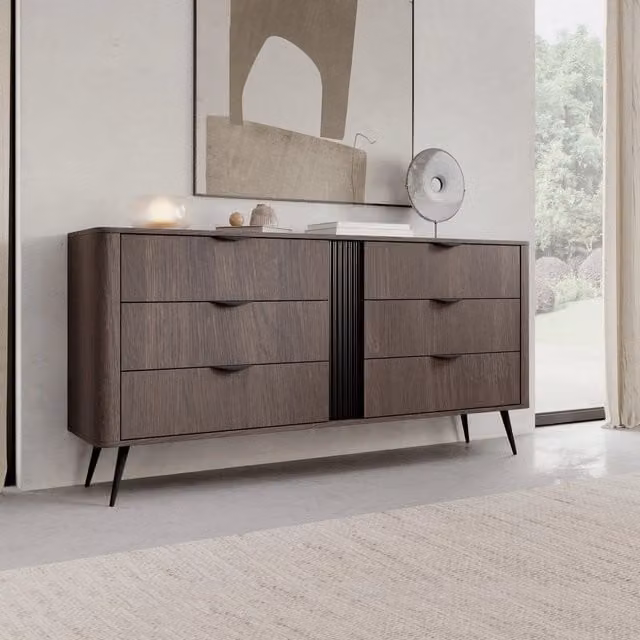 Madia Kaba, Credenza 6 Cassetti, 163x38x81h cm Marrone Noce
