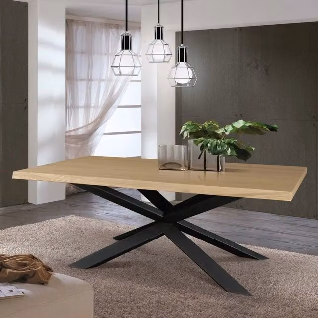 Tavolo Taranta rettangolare con piano in legno di quercia e struttura in metallo marrone – 1