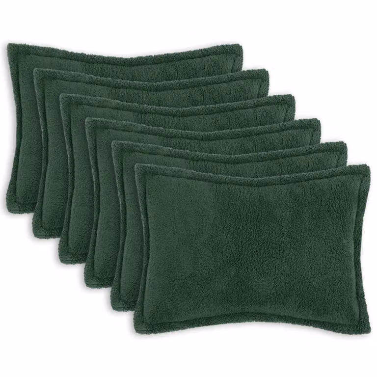 Set di 6 federe vidaXL HOUTEN in tessuto bouclé verde scuro, L 50 cm x P 80 cm