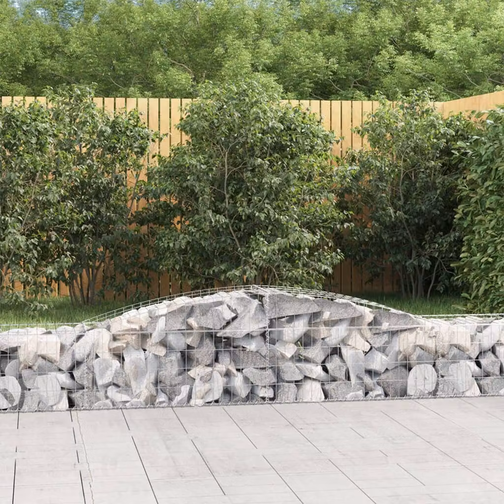 Set di 10 Cesti Gabbioni ad Arco vidaXL in Acciaio Zincato Grigio L: 400 cm, P: 50 cm, H: 40/60 cm