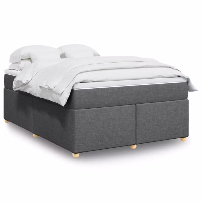 vidaXL Giroletto a Molle Ibrido con Materasso in Tessuto Grigio e Bianco L/P/H: 140 x 200 cm