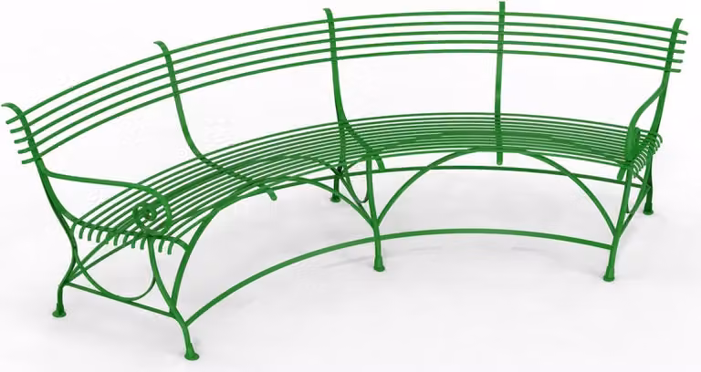 Casa Padrino Panca da giardino in stile liberty 190 x 148 x h. 90 cm - Vari colori - Panca in ferro battuto curvato con piedi a zoccolo di cavallo - Mobili da giardino e patio in ferro battuto in stile liberty