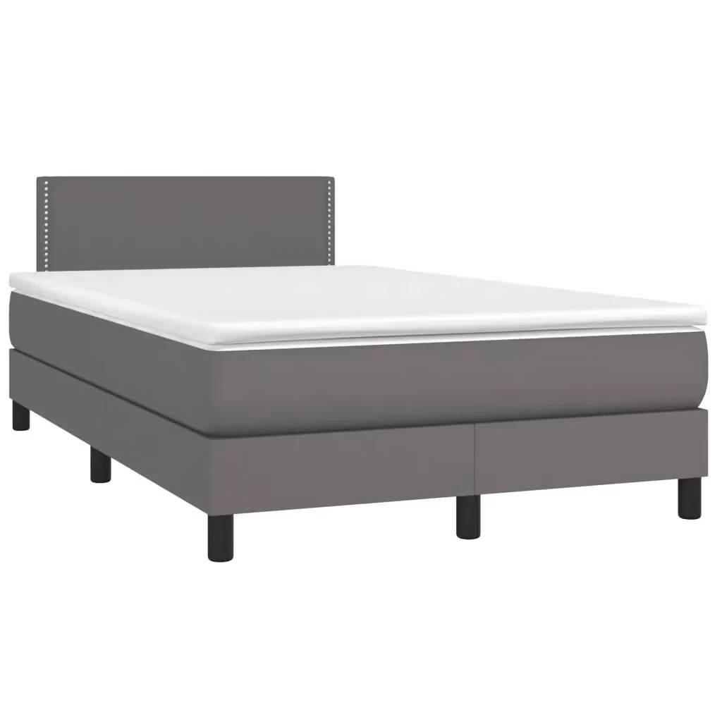 Letto a molle con materasso ibrido vidaXL in similpelle grigia e bianca L/P/H: 120 x 200 x 88 cm – 2