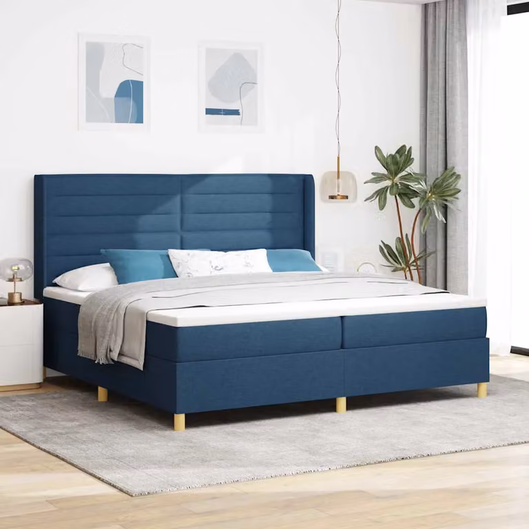 Letto a molle moderno vidaXL con strisce LED blu e porte USB, L/P: 200 x 200 cm