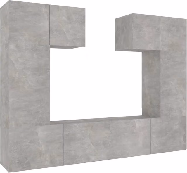 Set di Mobili Porta TV 6 pz | Armadietto TV | Mobile Porta TV Grigio Cemento in Legno Multistrato