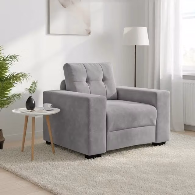 Poltrona moderna in velluto grigio vidaXL con braccioli L/P/H: 100 x 78 x 80 cm
