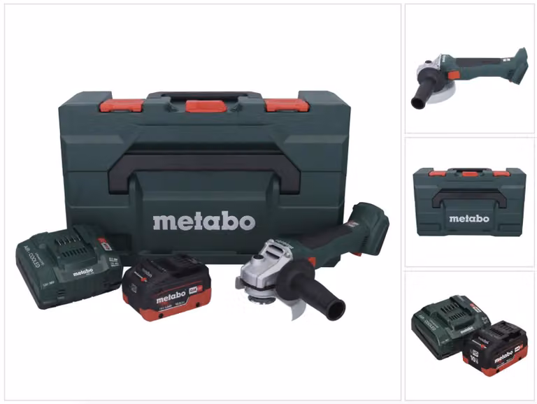 Smerigliatrice angolare a batteria Metabo W 18 L BL 9-125 18 V 125 mm senza spazzole + 1x batteria ricaricabile 10,0 Ah + caricatore + metaBOX