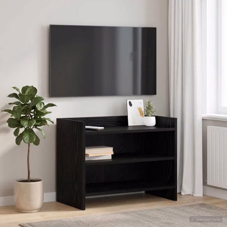 Mobile TV vidaXL moderno in legno ingegnerizzato rovere nero L: 60 cm, P: 33 cm, H: 47 cm