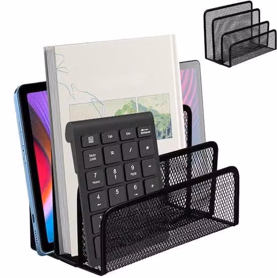 Organizzatore per documenti da scrivania - Modello impilabile con 3 livelli - Colore nero