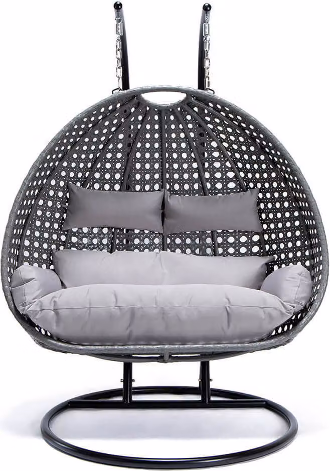 HOME DELUXE - Poltrona sospesa in polyrattan TWIN Grey - 145x74x126 cm - Incl. Cuscini