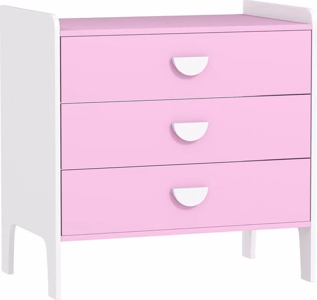 Cassettiera per bambini con 3 cassetti mobiletto portaoggetti per cameretta e sala giochi pratico 60 x 40 x 60 cm rosa