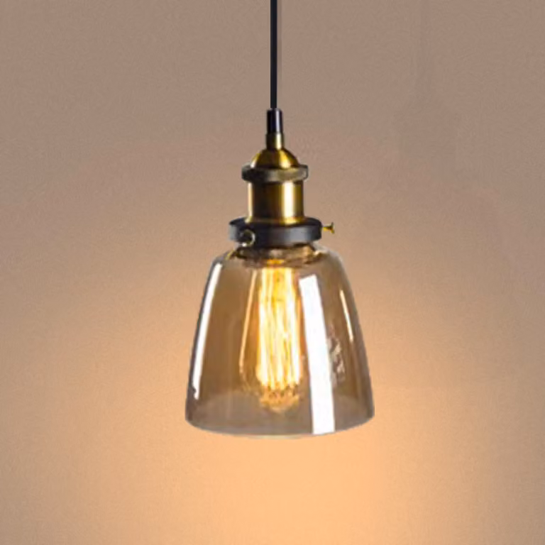 Lampadario in vetro, attacco E27, cavo da 150 cm, altezza regolabile, 60 W, modello B, colore ambra