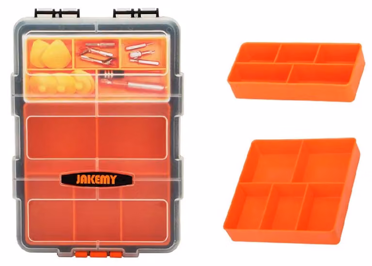 Scatola di plastica - bit/componenti 10 scomparti Jakemy Arancione