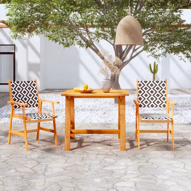 Set da pranzo da giardino vidaXL in legno di acacia marrone composto da 3 pezzi